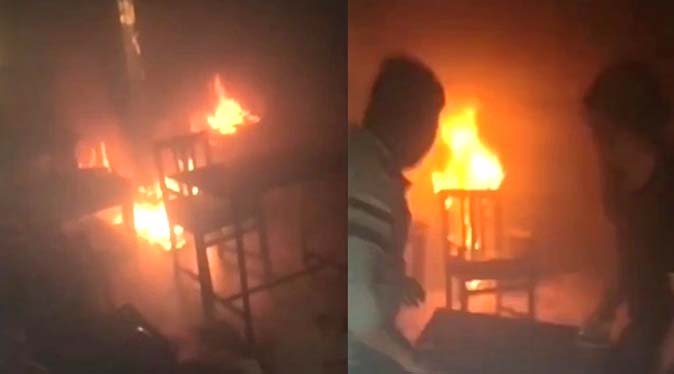 प्राथमिक विद्यालय पैणी में लगी भीषण आग, जलकर राख हुआ सामान